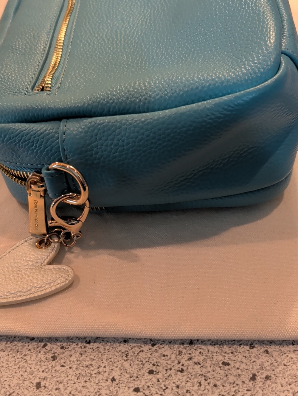 Pom Pom London Cabana Blue Original Plus Leather Crossbody Bag w/ Accessories - Picture 16 of 16